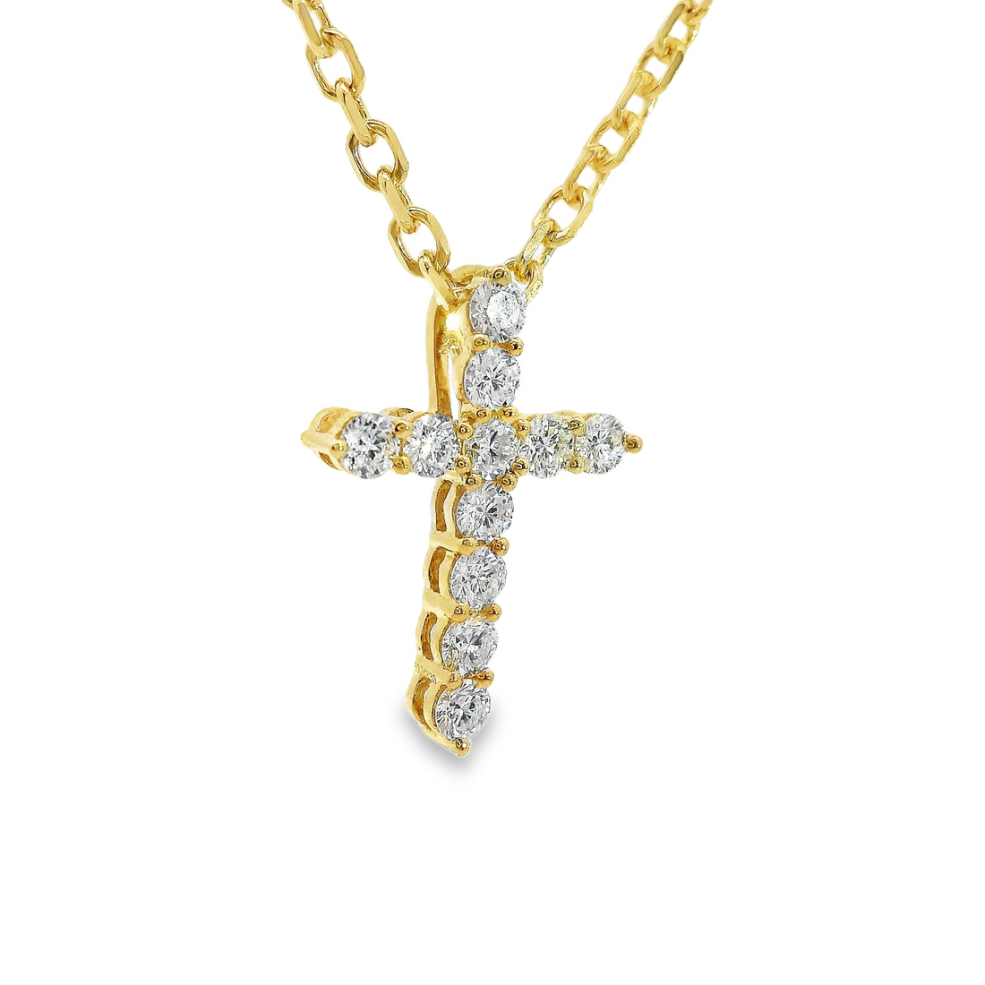 18kt Yellow Gold Natural Round Diamond Cross Pendant (.29ct)