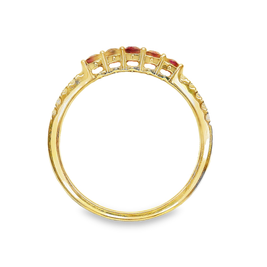 18kt Yellow Gold Natural Ruby and Natural Round Diamond Prong Set Ring (.44ct)