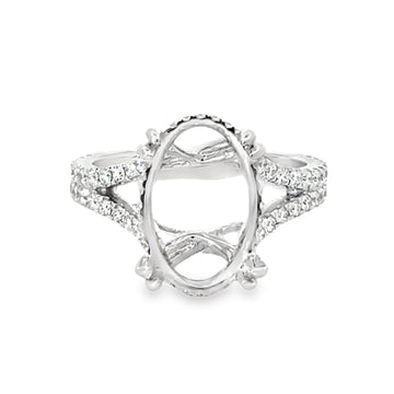 18kt White Gold Hidden Halo Natural Diamonds Semi-Mount Ring (0.62ct)