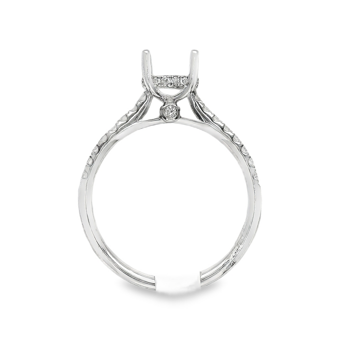 18kt White Gold Full-Cut Diamond Hidden Halo Semi-Mount Ring (.25ct)