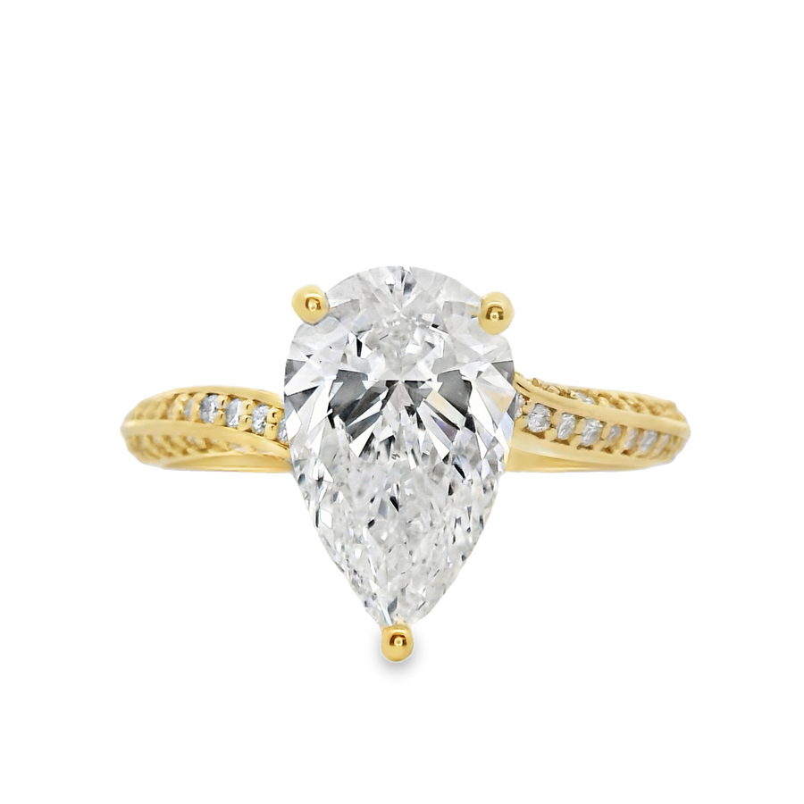 14kt Yellow Gold Lab-Grown Pear Diamond Engagement Ring (2.42ct)