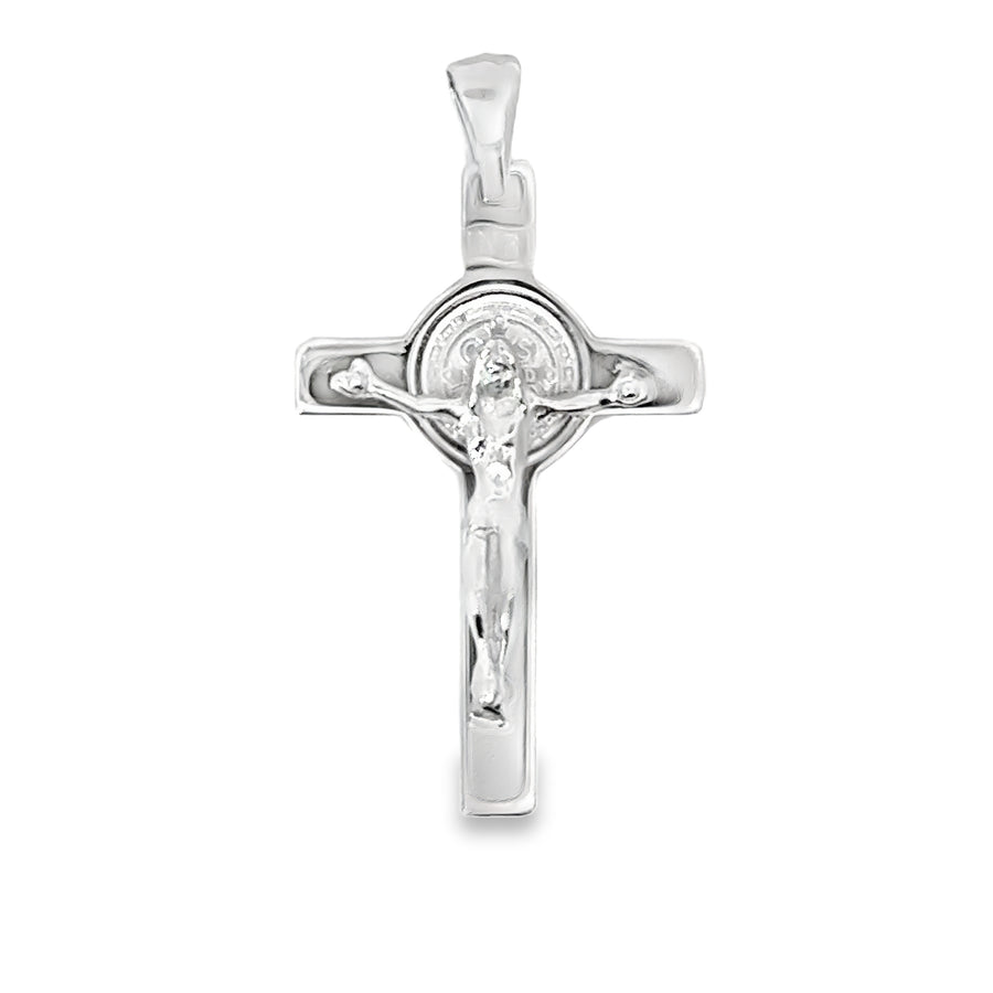 18kt White Gold Italian Made Crucifix Charm (3.13g)