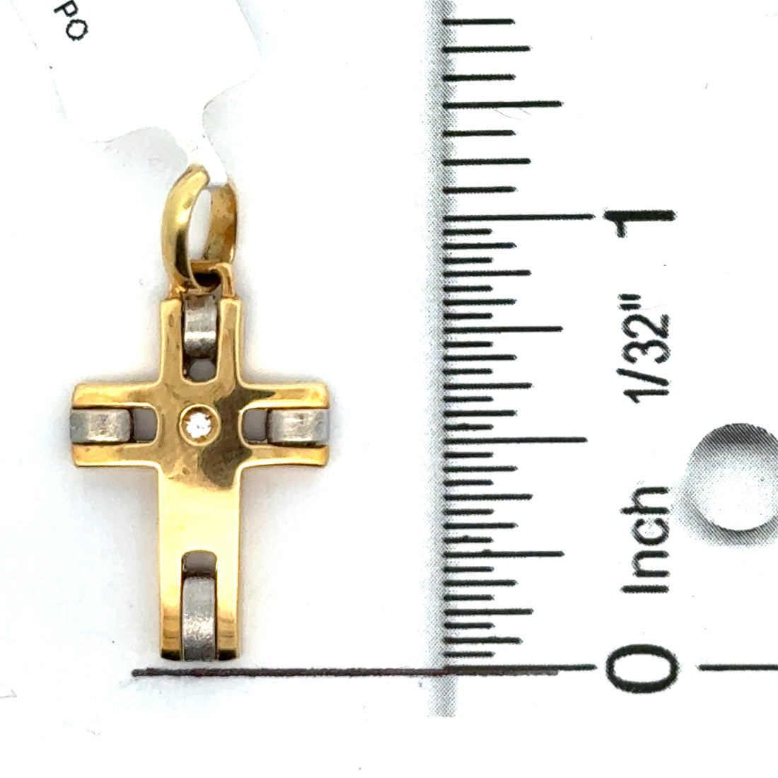 18kt Two-Tone Gold Italian Made Cross Pendant (3.39g)