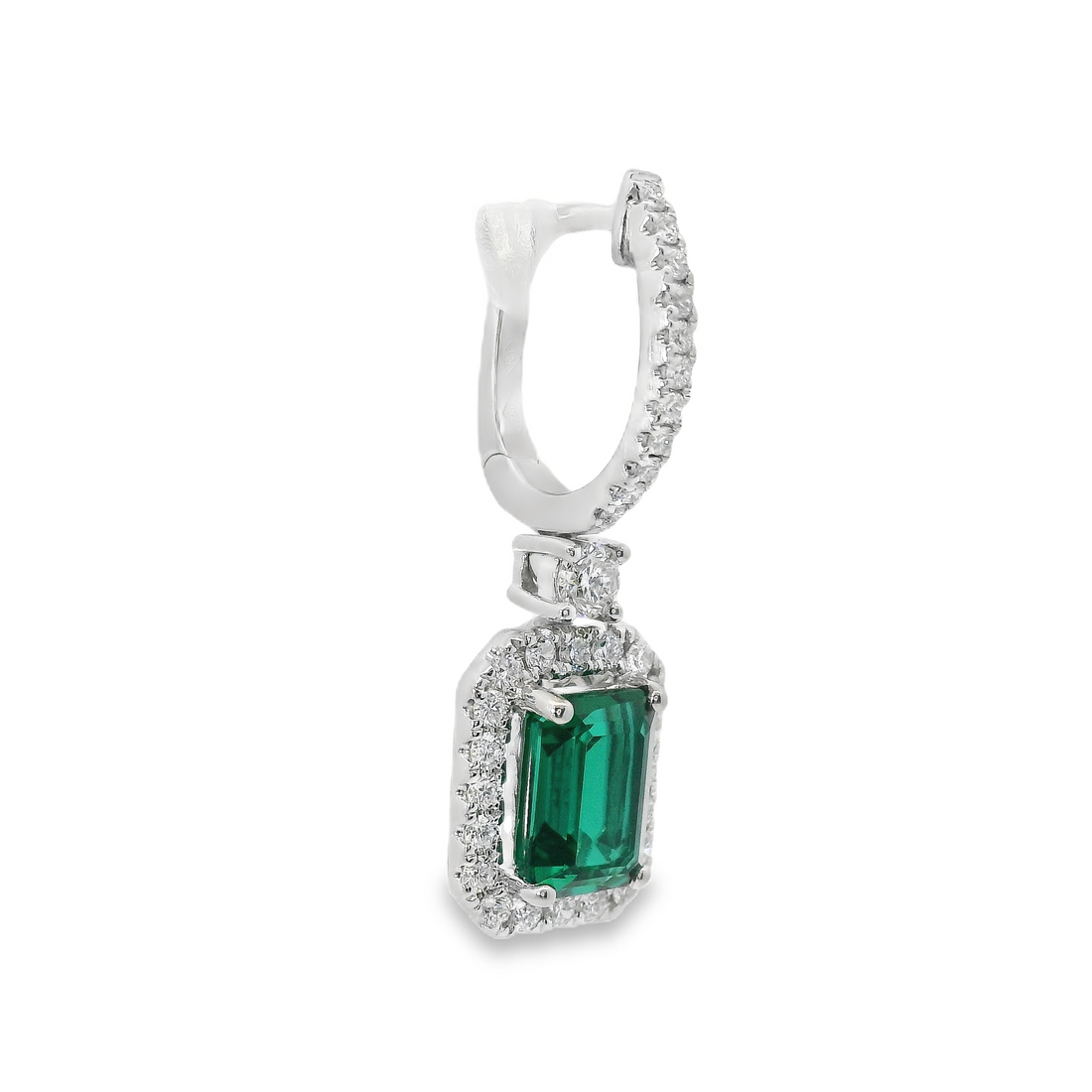 18kt White Gold Diamonds and Lab-Grown Emeralds Drop Earrings (2.41ct)