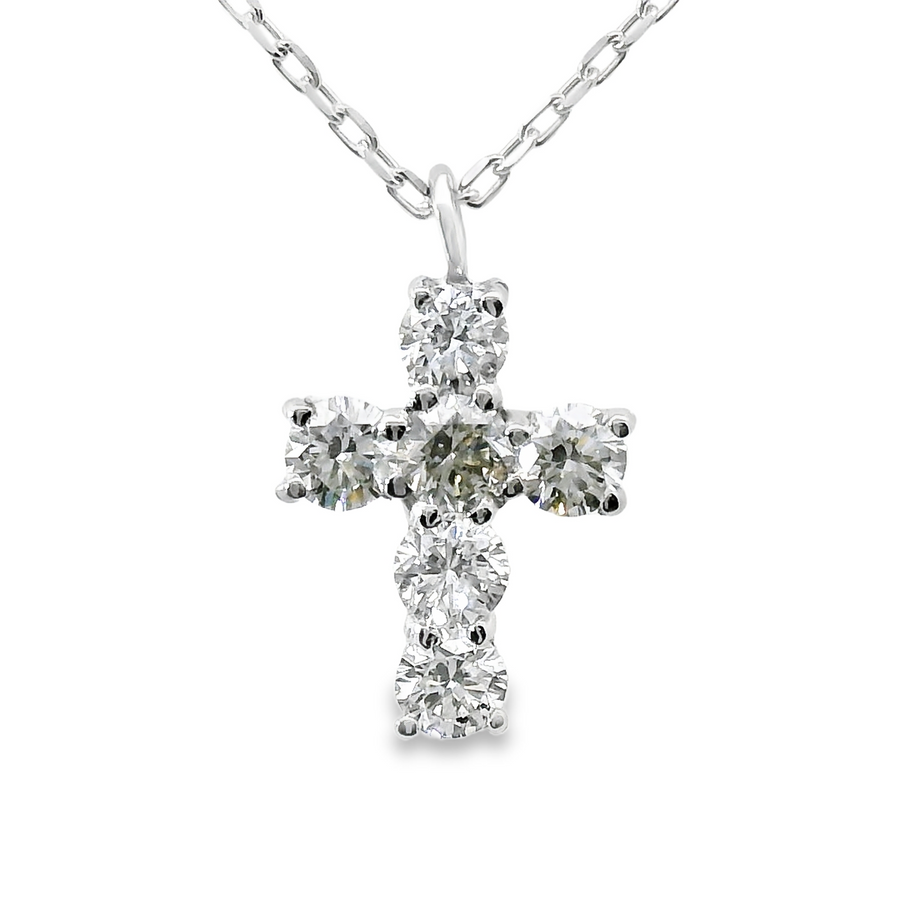 18kt White Gold Natural Diamond Cross Pendant (0.2ct)