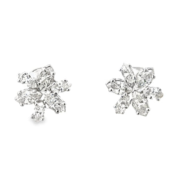 14kt White Gold Natural Diamond Flower Earrings (1.19ct)