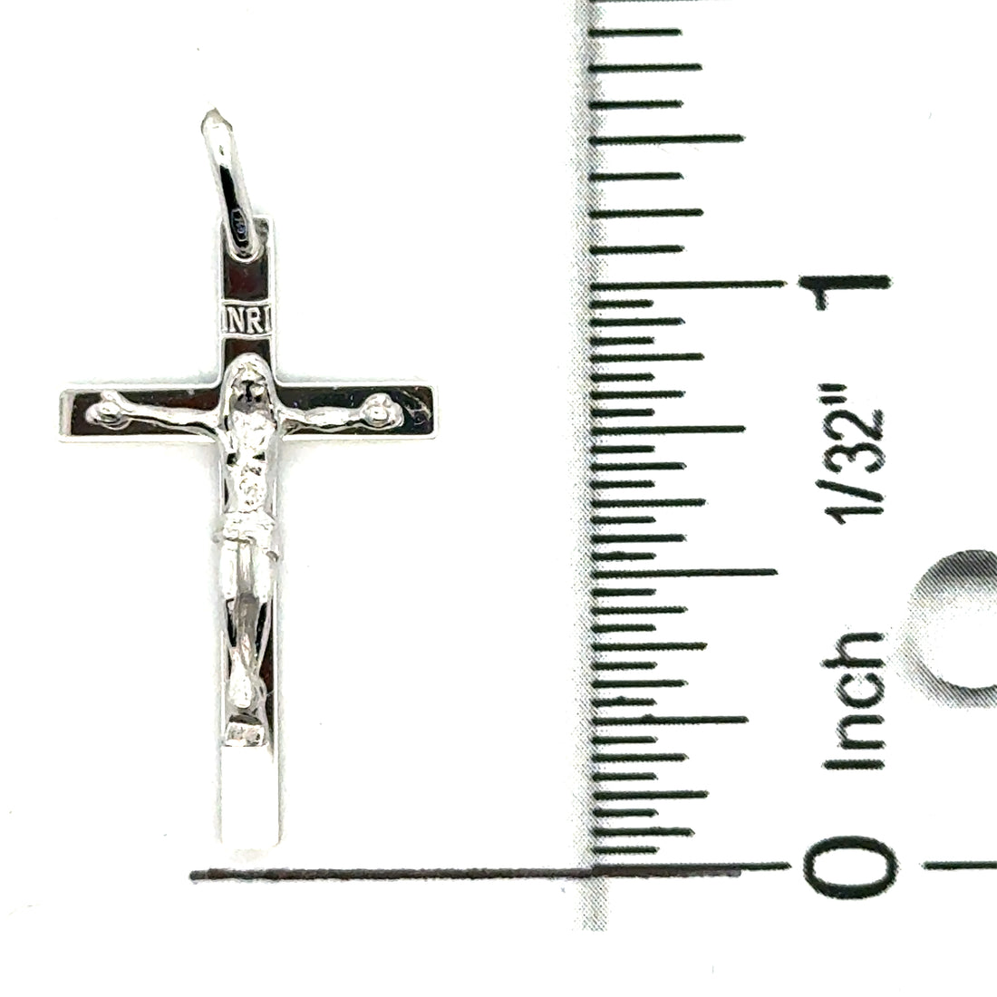 18kt White Gold Italian Made Crucifix Pendant (2.0g)