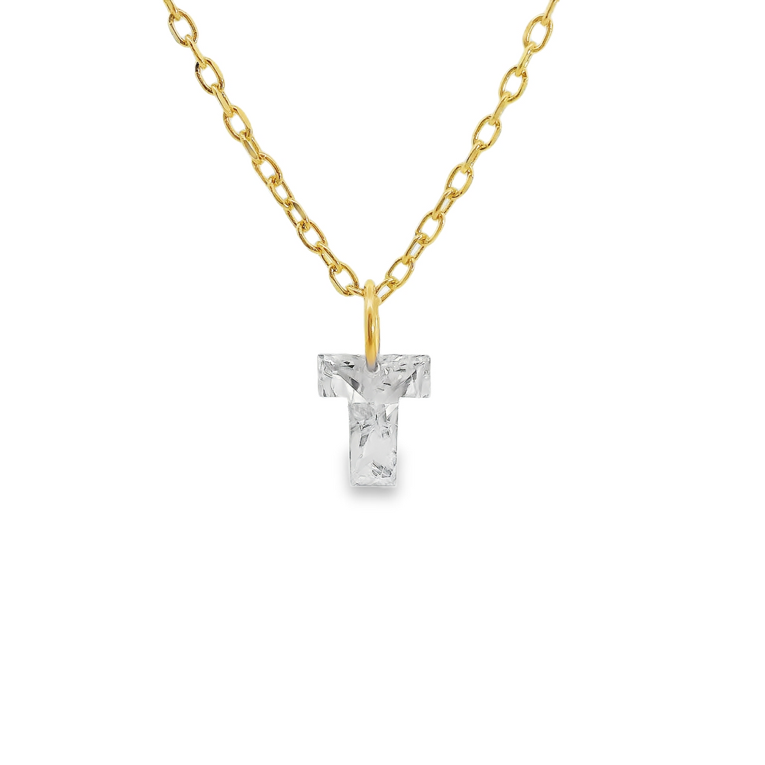 14kt Yellow Gold Lab-Grown "T" Initial Diamond Pendant (.90ct)
