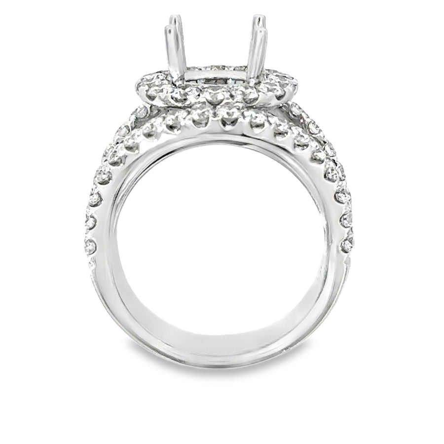 18kt White Gold Halo Natural Diamonds Semi-Mount Ring (2.48ct)