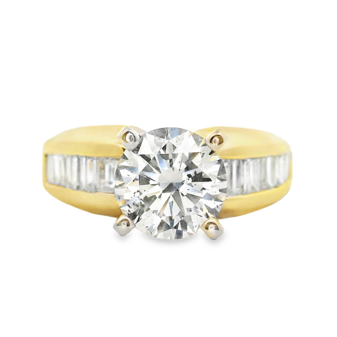 18kt Yellow Gold Natural Round Brilliant Diamond Engagement Ring (2.37ct)