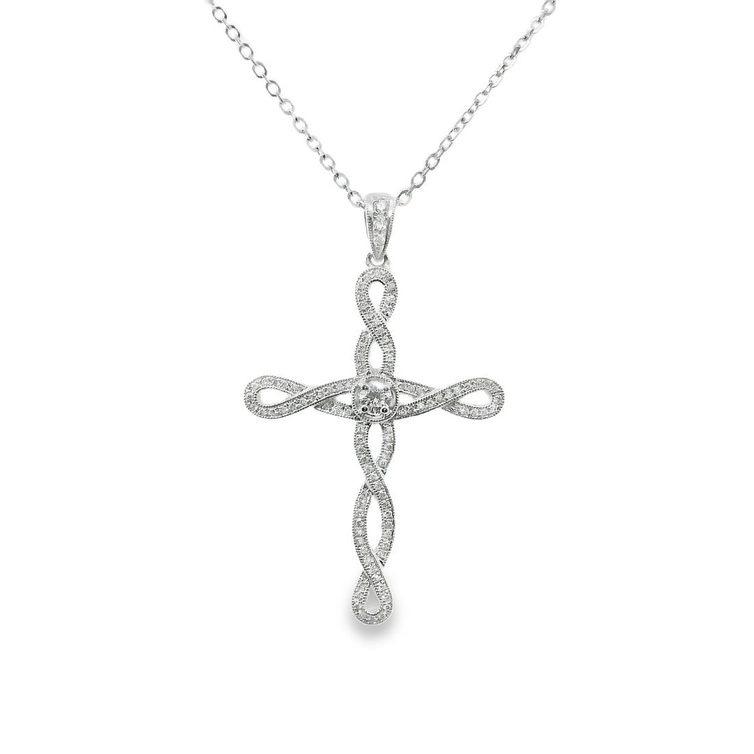 18kt White Gold Natural Diamond Cross Pendant (0.28ct)
