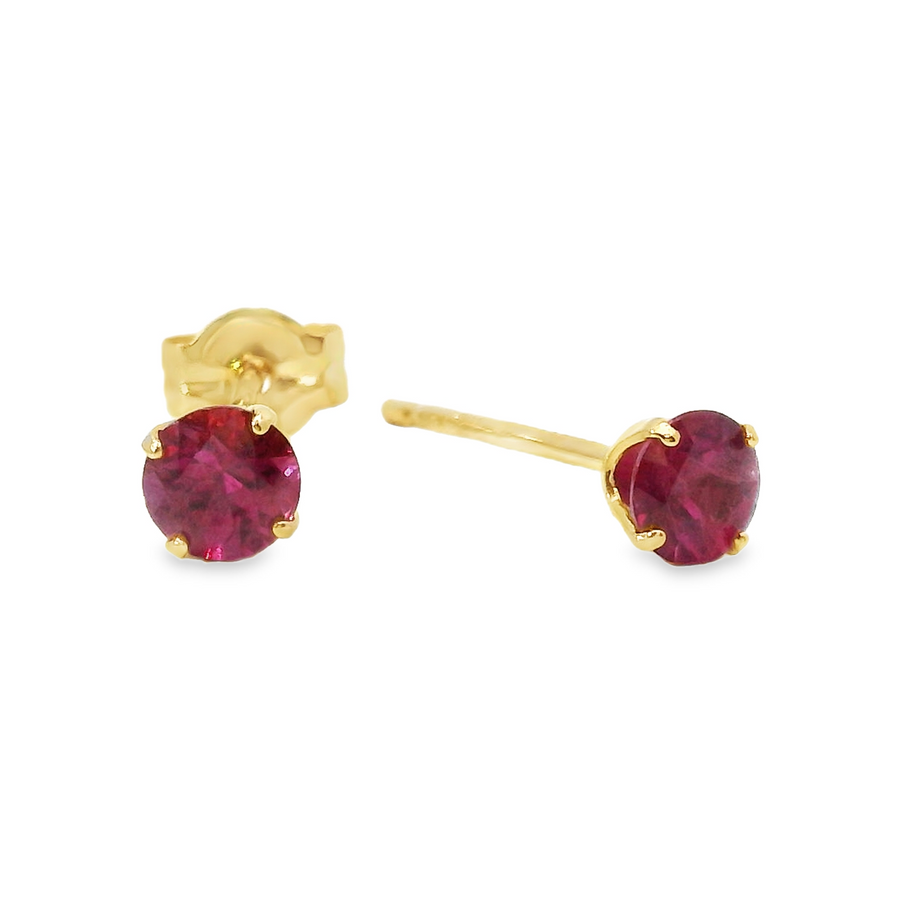 18kt Yellow Gold Natural Round Ruby Stud Earrings (.60ct)