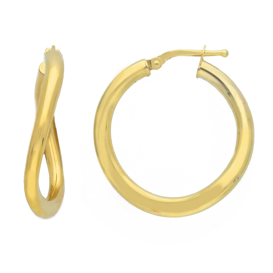 14K Yellow Gold Italian Made Hoop Earrings (2.5g)