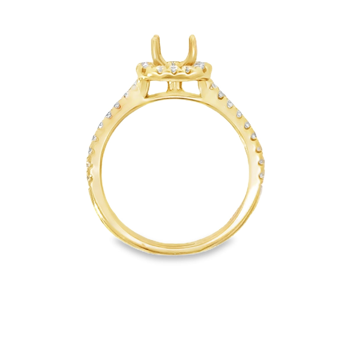 18kt Yellow Gold Halo Natural Diamonds Semi-Mount Ring (0.38ct)