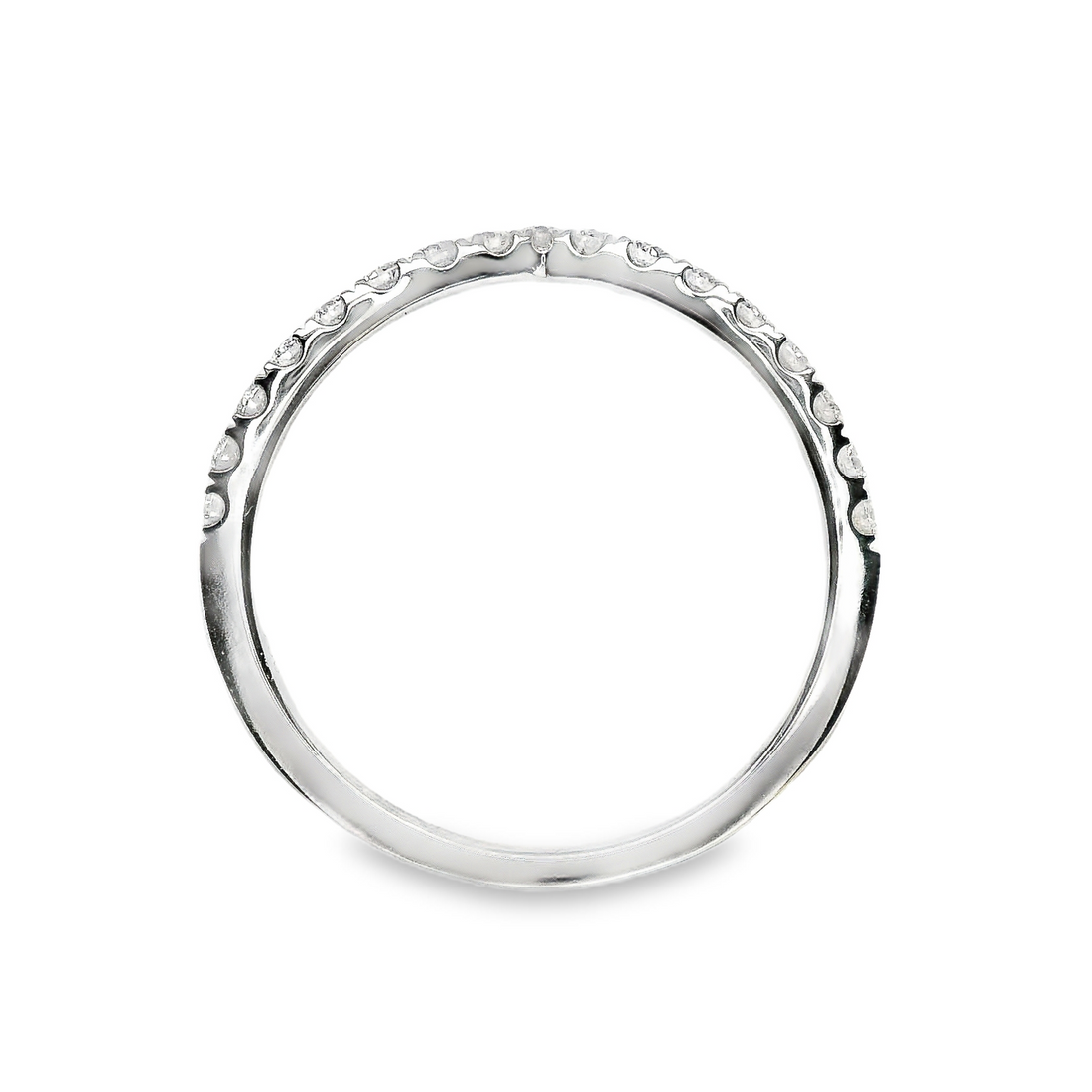 18kt White Gold Natural Round Diamonds Curved Wedding Ring (.31ct)