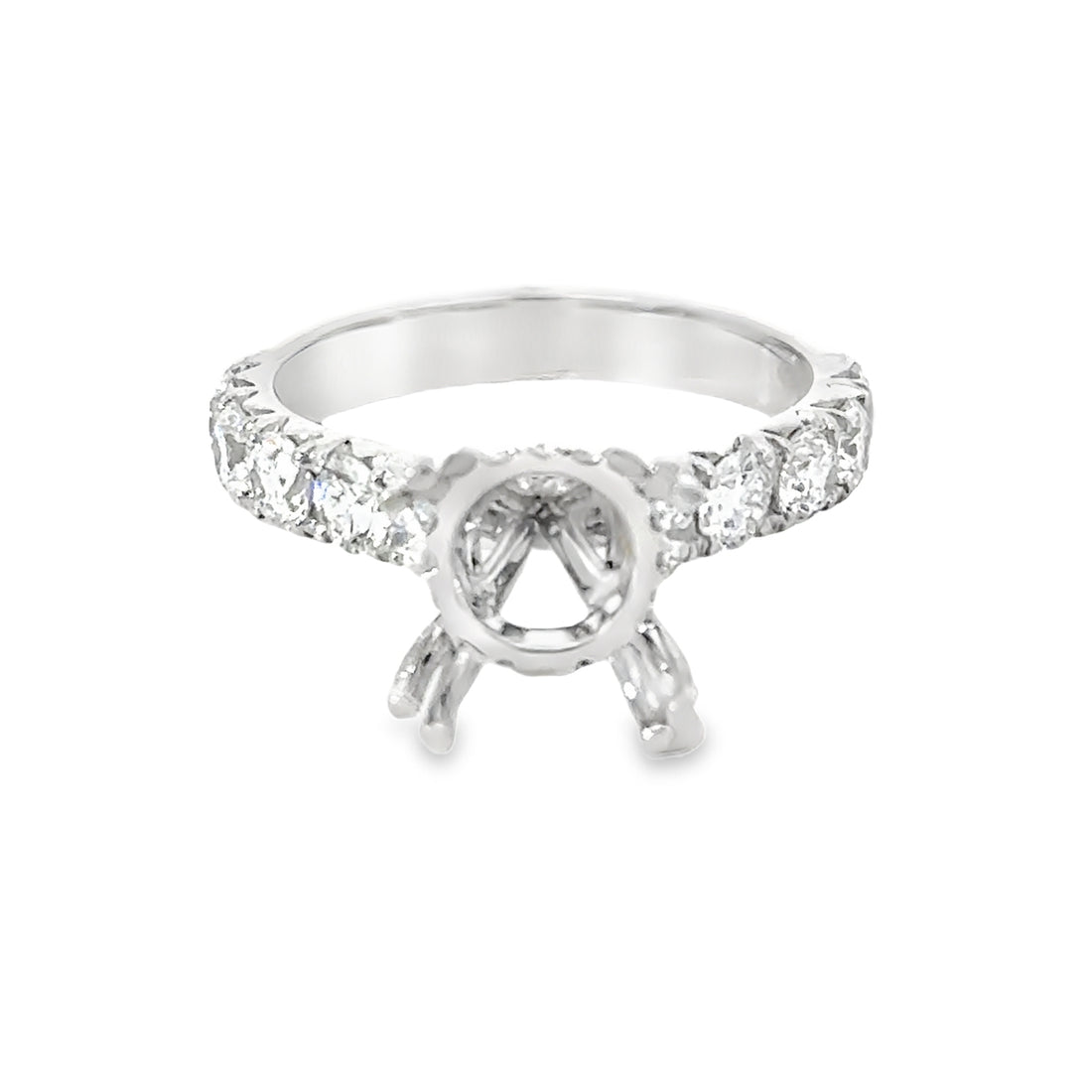 18kt White Gold Cathedral Natural Diamonds Semi-Mount Ring (1.24ct)