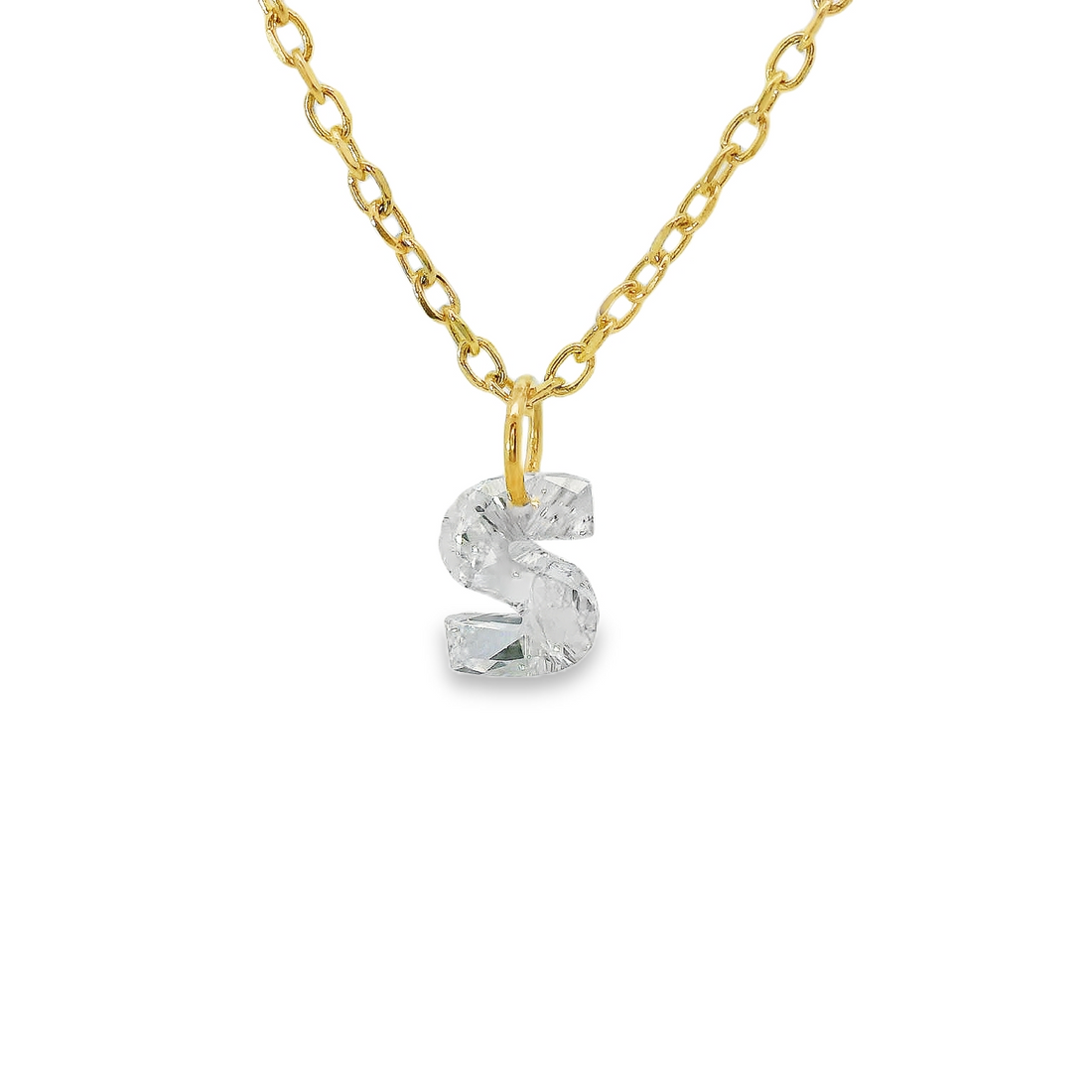 14kt Yellow Gold Lab-Grown "S" Initial Diamond Pendant (.87ct)