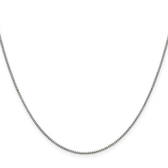 Sterling Silver 18" 1.1mm Rhodium Plated Box Chain (3.5g)