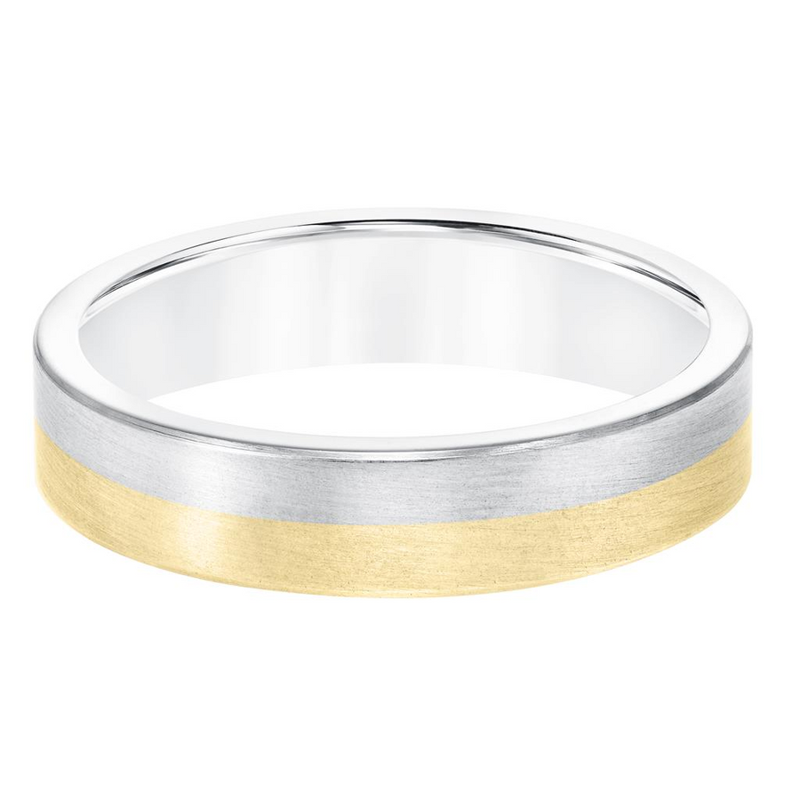 Goldman 14kt Two-Tone 5mm Brushed Finish Comfort Fit Wedding Ring
