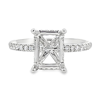 18kt White Gold Hidden Halo Natural Diamonds Semi-Mount Ring (0.25ct)