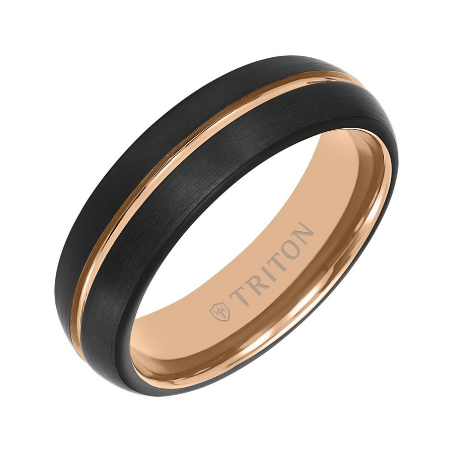 Triton Tu-Tone Tungsten 6.5mm Matte Finish Ring