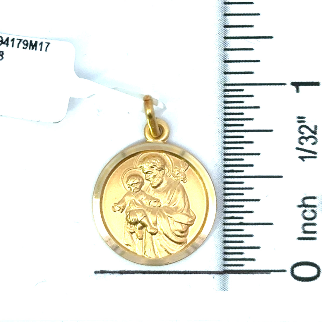 18kt Yellow Gold Italian Made 17mm St. Joseph Medal (3.34g)