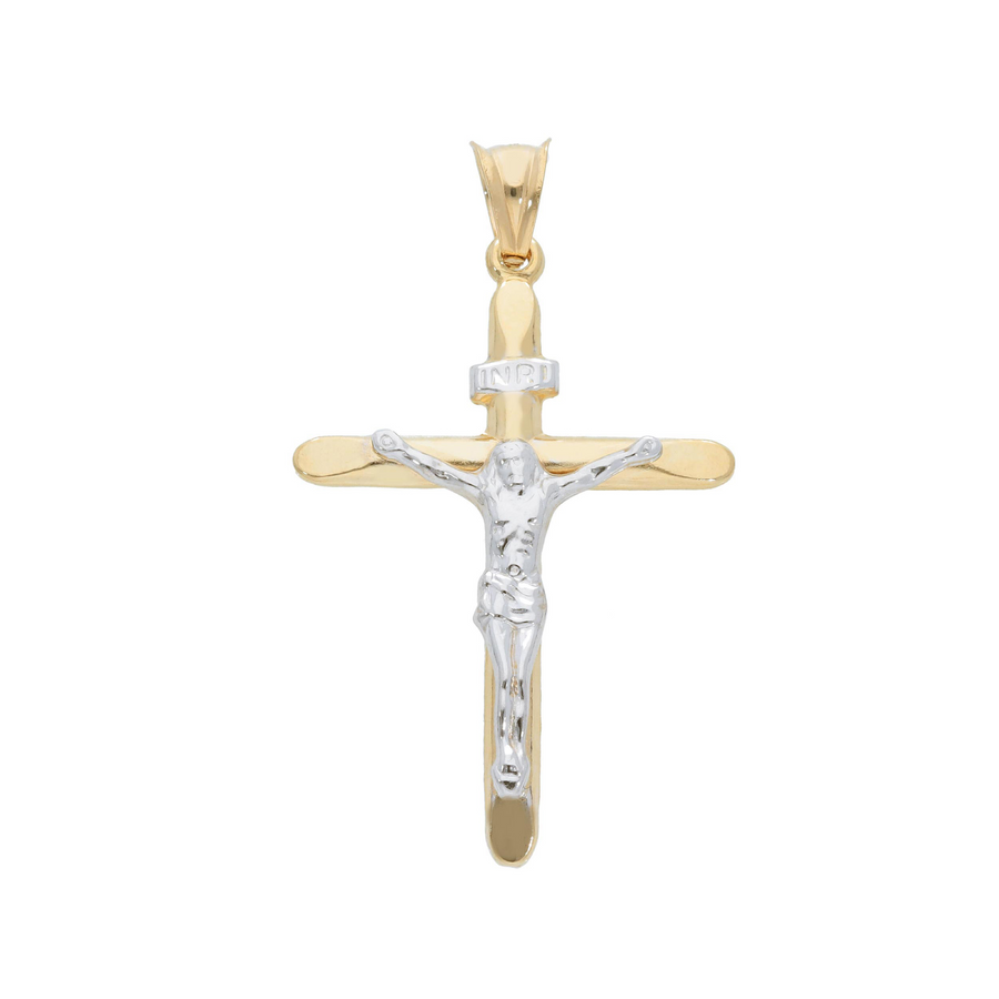 14K Two Tone Crucifix Pendant (2.18g)