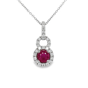 18kt White Gold Natural Diamonds And Natural Ruby Pendant (0.91ct)