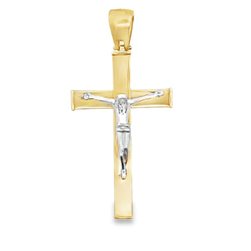 14kt Two-Tone Gold Italian Made Crucifix Pendant (4.1g)