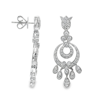 18kt White Gold Natural Diamonds Chandelier Drop Earrings (1.10ct)