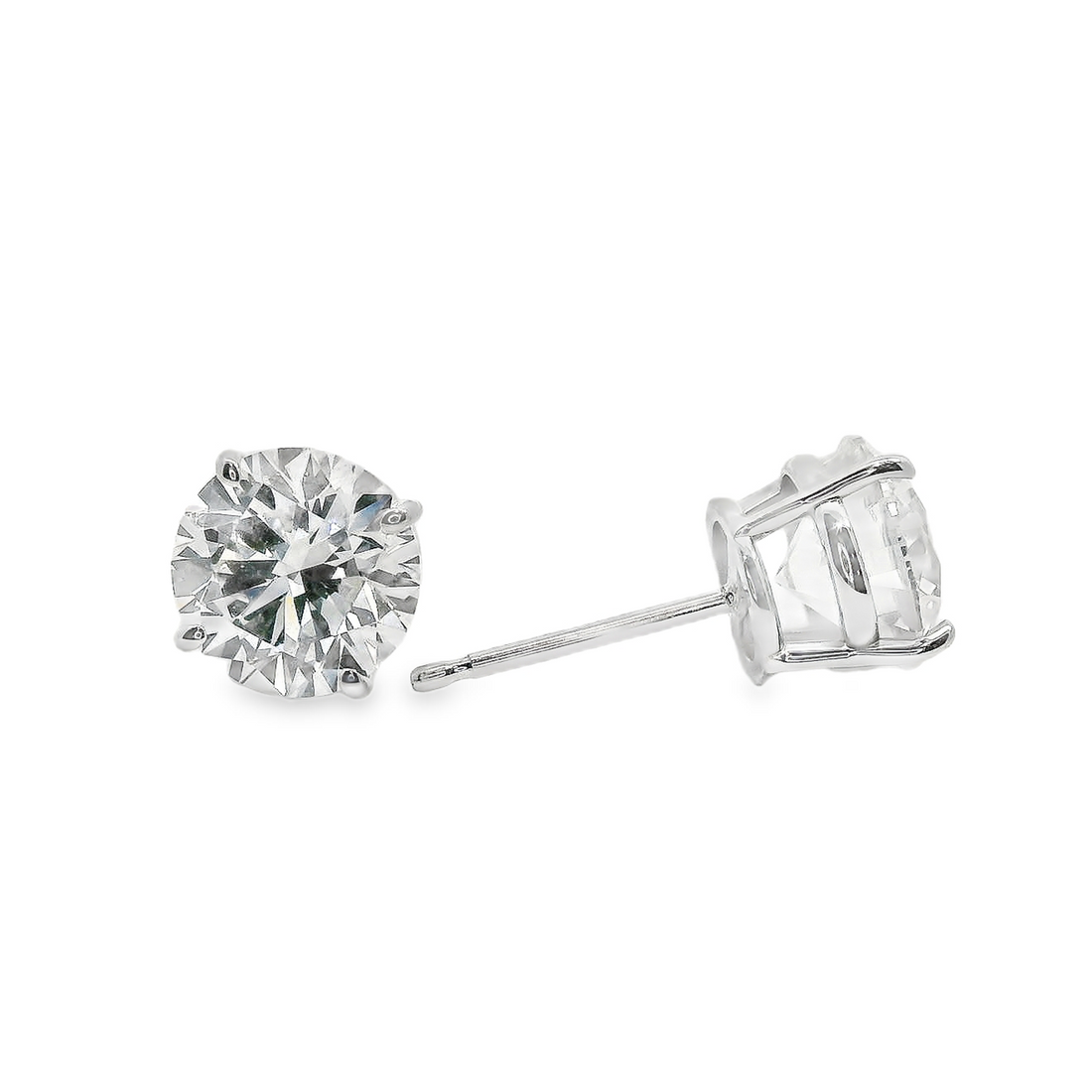 14kt White Gold Lab-Grown Round Diamond Stud Earrings (2.56ct)