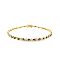 18kt Yellow Gold Natural Ruby and Natural Diamond Tennis Bracelet (1.45ct)