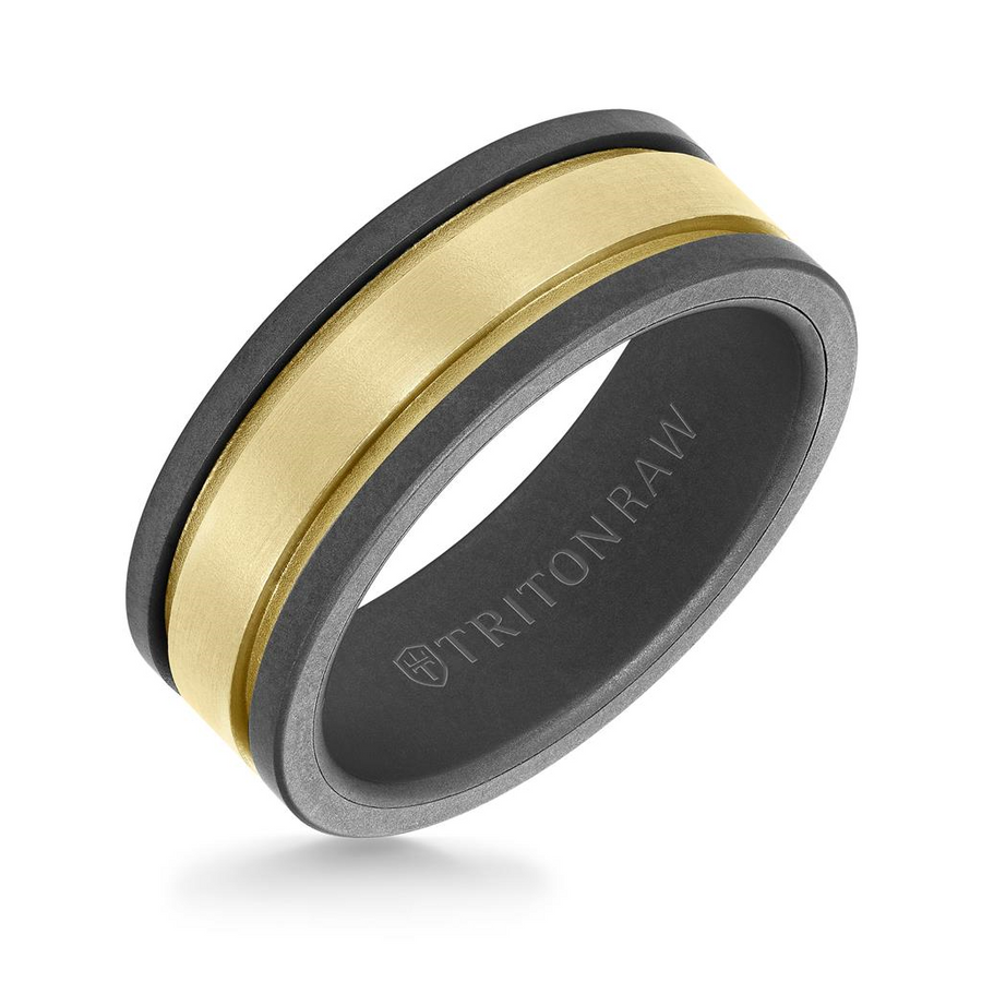 Triton 14K Yellow Gold and Tungsten Raw 8mm Ring