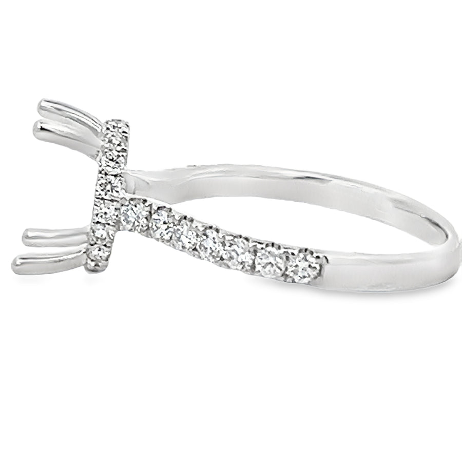 18kt White Gold Hidden Halo Natural Diamonds Semi-Mount Ring (0.58ct)