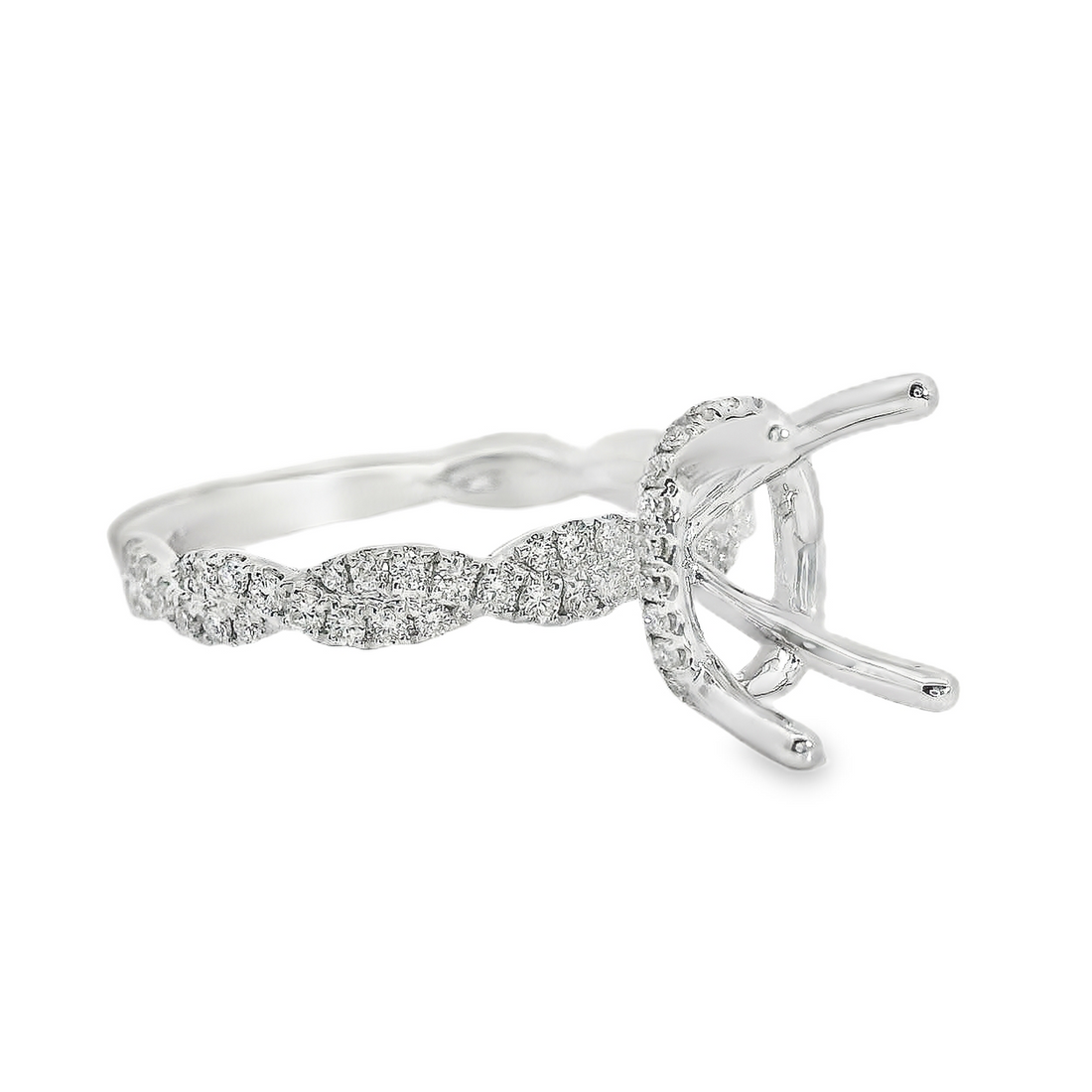18kt White Gold Natural Round Diamond Hidden Halo Semi-Mount Ring (.49ct)