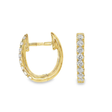 18kt Yellow Gold Natural Round Diamond Small Hoop Earrings (.22ct)