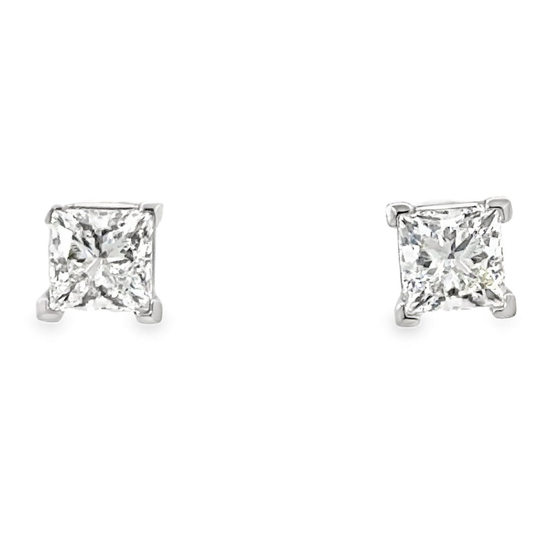 14kt White Gold Lab-Grown Princess Diamond Stud Earrings (1.57ct)