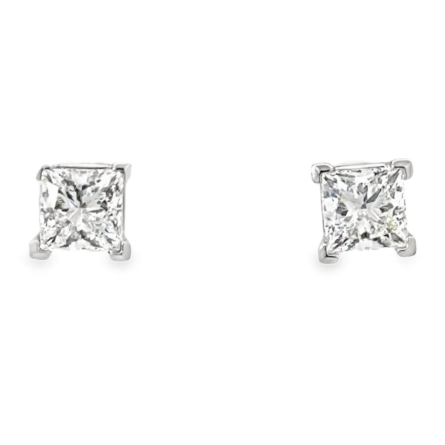 14kt White Gold Lab-Grown Princess Diamond Stud Earrings (1.57ct)