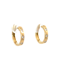 18K Yellow Gold Small Hoop Diamond Earrings (.09ct)