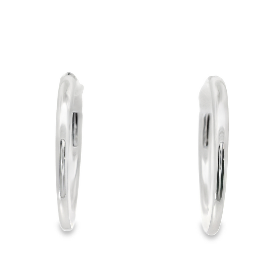 18kt White Gold Italian Made Hoop Earrings (1.10g)
