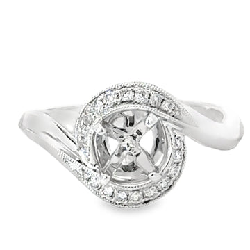 18kt White Gold Halo Natural Diamonds Semi-Mount Ring (0.12ct)