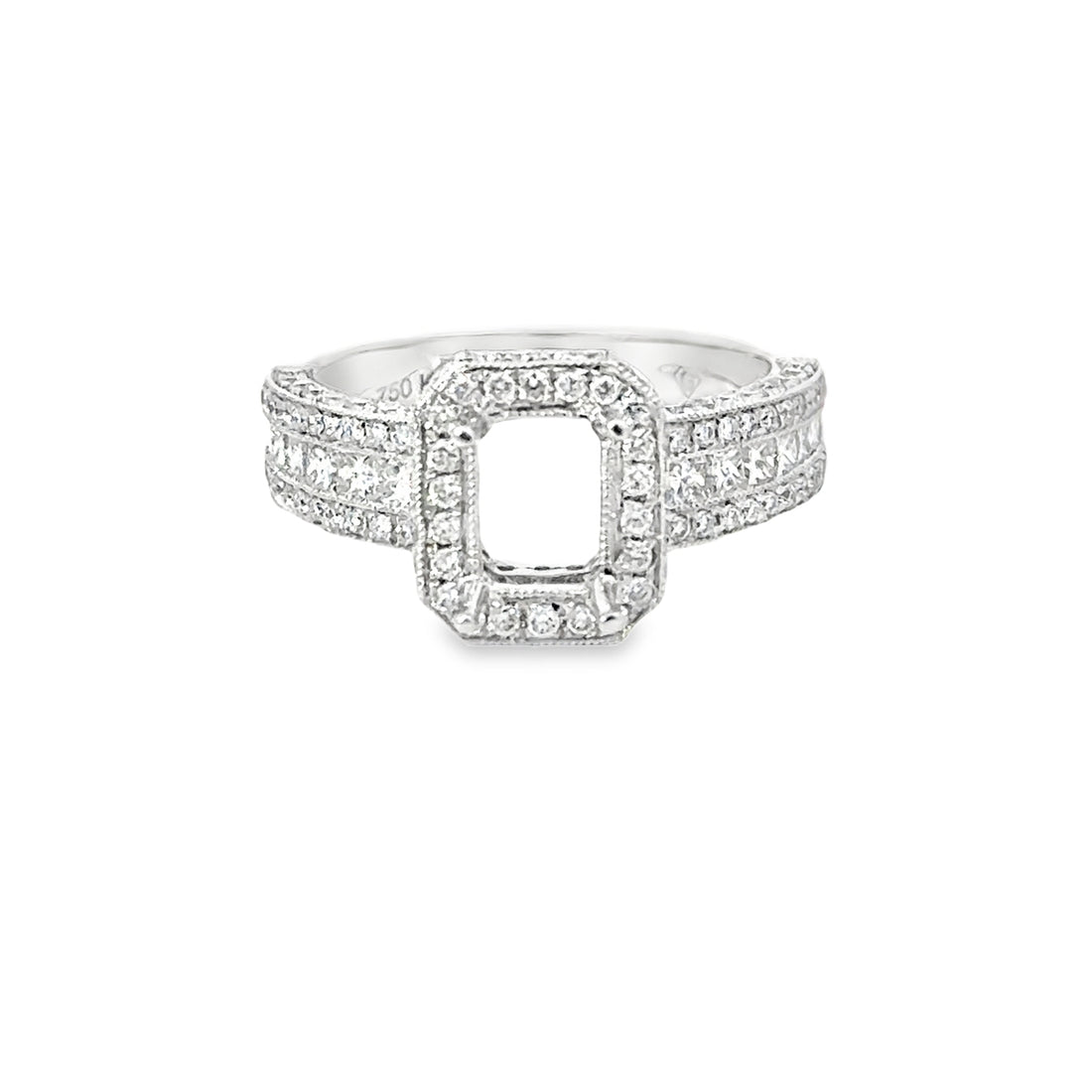 18kt White Gold Halo Natural Diamonds Semi-Mount Ring (1.14ct)