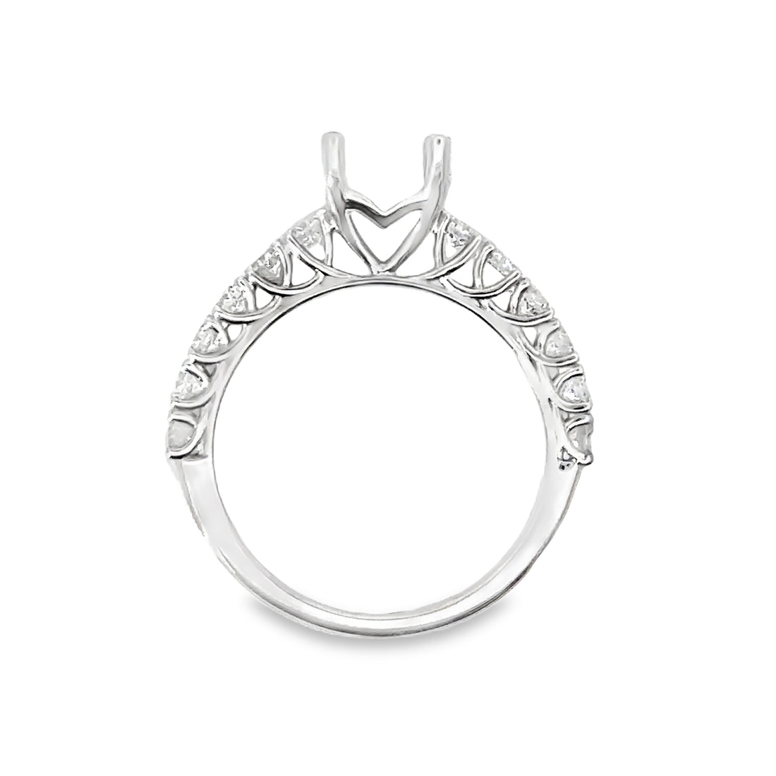 18kt White Gold Prong Set Natural Diamonds Semi-Mount Ring (0.56ct)