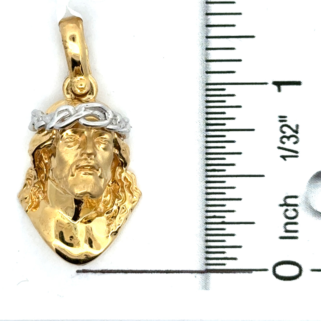18kt Two-Tone Gold Italian Made Christ Head Pendant (10.9g)