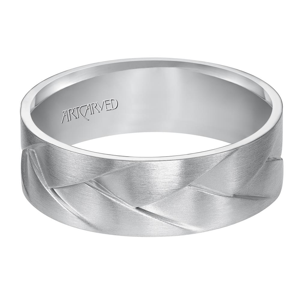 Artcarved 14kt White Gold 7mm Interwoven Design Satin Finish Wedding Band