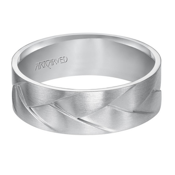 Artcarved 14kt White Gold 7mm Interwoven Design Satin Finish Wedding Band