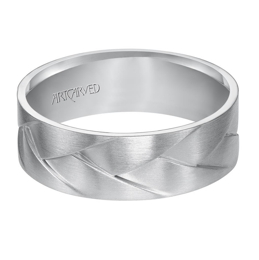 Artcarved 14kt White Gold 7mm Interwoven Design Satin Finish Wedding Band