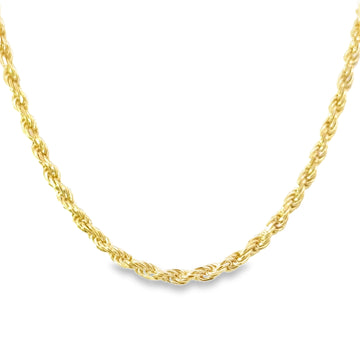 14K Yellow Gold 22" 2.0mm Diamond Cut Rope Chain (8.5g)