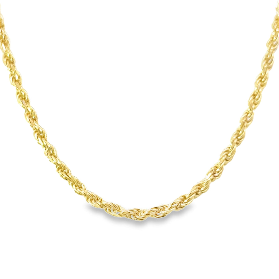 14K Yellow Gold 22" 2.0mm Diamond Cut Rope Chain (8.5g)