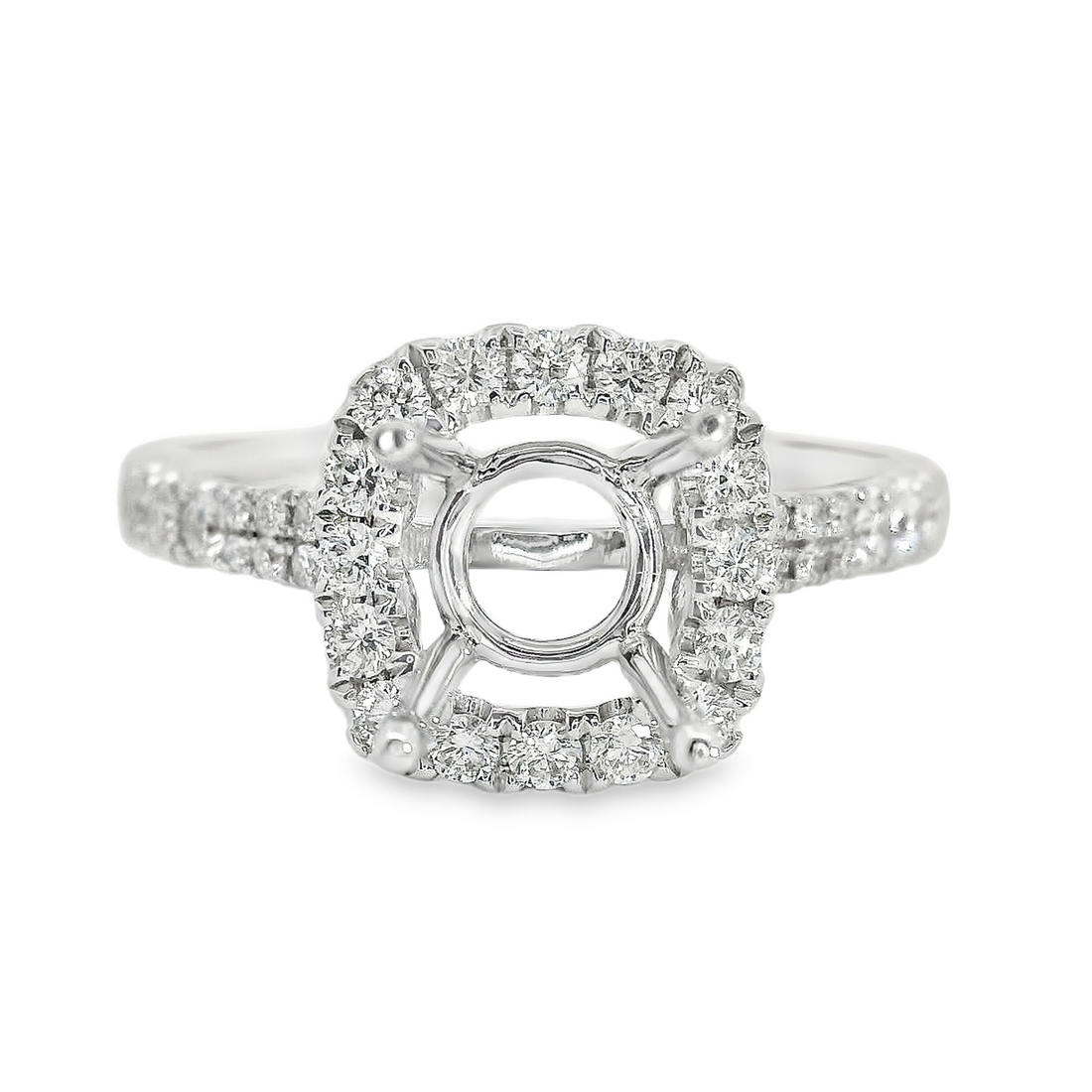 18kt White Gold Full Cut Diamond Halo Semi-Mount Ring (.47ct)